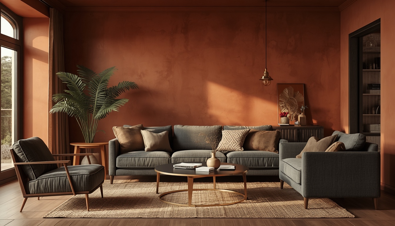Terracotta Walls + Slate Grey Furniture