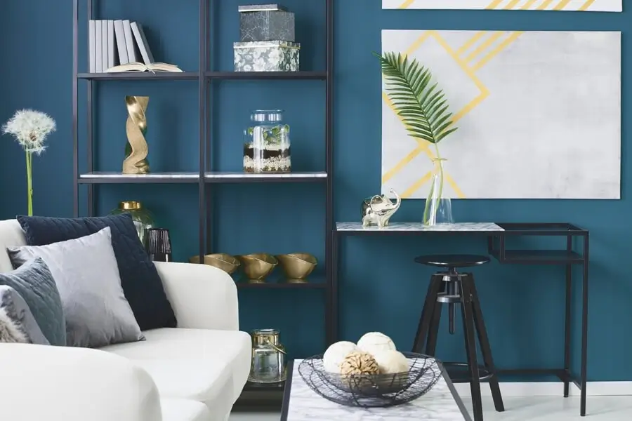 Premium Living room with blue walls