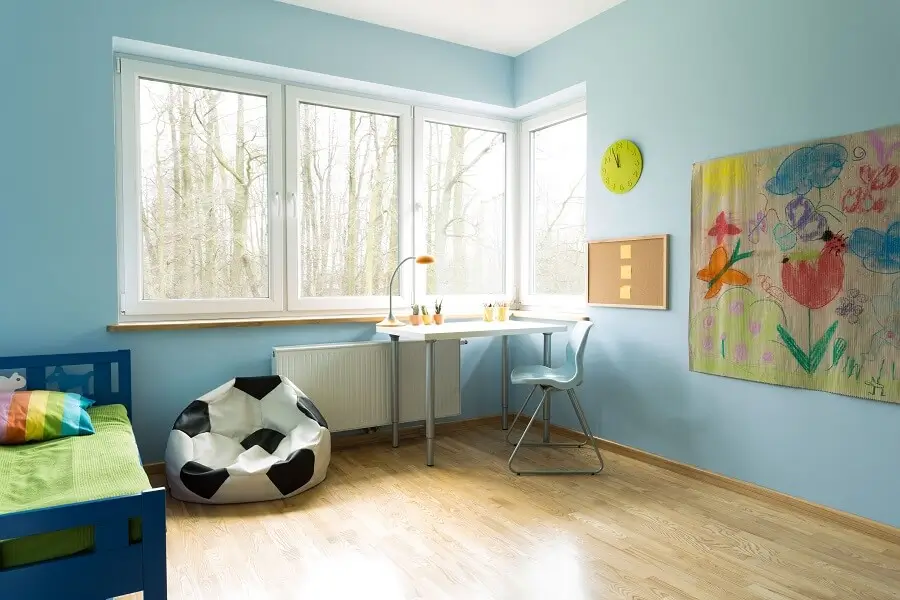 Indigo Modern bedroom with a bold accent wall in deep blue