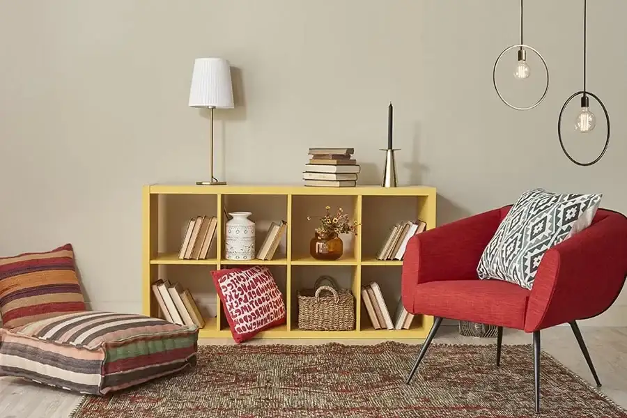 Spacious living room with neutral tones